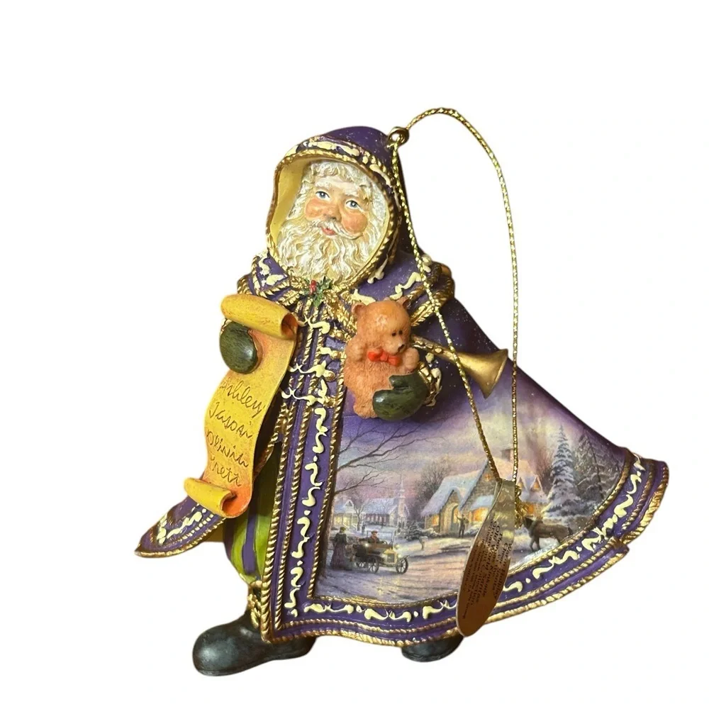 Thomas Kinkade Ashton Drake Warm Holiday Cheer Santas Ornament RARE 2003 NWT